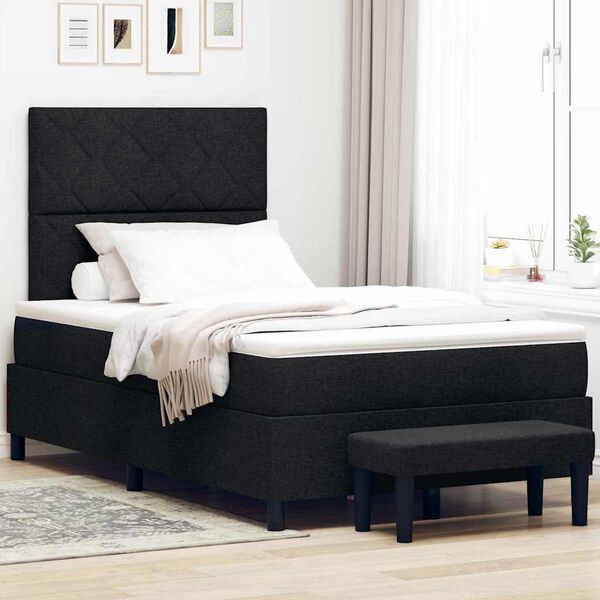 vidaXL Letto a molle con materasso Nero 120 x 200 cm Tessuto