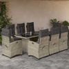 vidaXL Set Pranzo da Giardino 9pz con Cuscini Grigio Chiaro Polyrattan