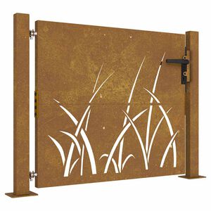 vidaXL Cancello da giardino 100x75 cm in acciaio Corten con design erba