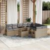 vidaXL Set Divano da Giardino 10 pz con Cuscini Beige in Polyrattan