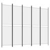 vidaXL Divisorio a 5 Pannelli Bianco 250x200 cm Tessuto