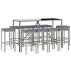 vidaXL Set Bar da Giardino 11 pz con Cuscini in Polyrattan Grigio