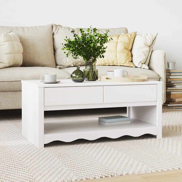 vidaXL Tavolino da salotto con cassetto Drammen Bianco 99 x 55 x 45 cm