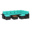 vidaXL Set Divani da Giardino 10 pz con Cuscini Nero in Polyrattan