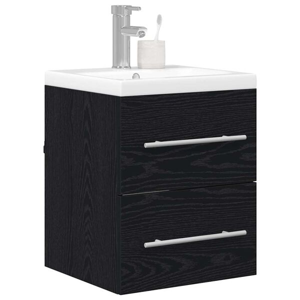 vidaXL Armadio per Lavabo da Bagno con cassetto Nero 42 x 39 x 52 cm