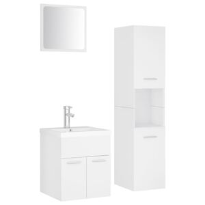 vidaXL Set Mobili da Bagno Bianco in Legno Multistrato