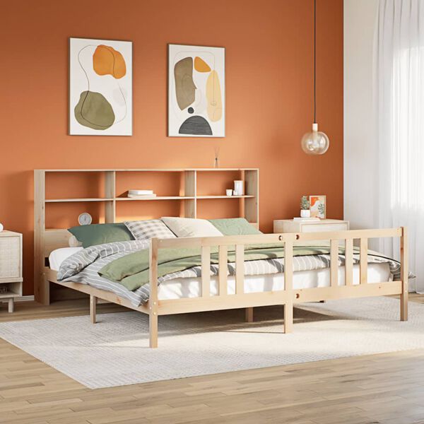 vidaXL Letto Libreria senza Materasso 200x200 cm in Legno di Pino
