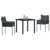 vidaXL Set da Pranzo per Giardino 3 pcs Nero e Grigio Rattan in PE