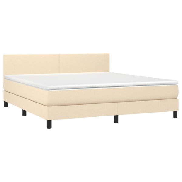 vidaXL Letto a Molle con Materasso e LED Crema 180x200 cm in Tessuto