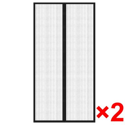 vidaXL Tenda Antimosche per Porta 2 pz 210 x 100 cm 2 Magneti Nera