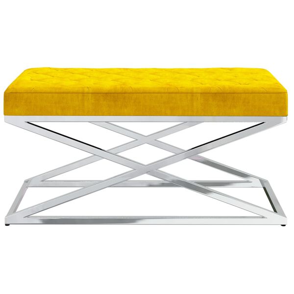vidaXL Panca Giallo Senape in Velluto e Acciaio Inossidabile