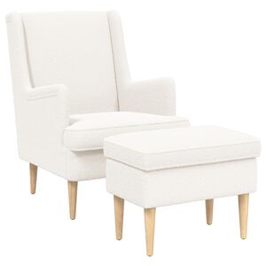 vidaXL Poltrona con Ottomano 2 pz Crema Boucl&eacute;
