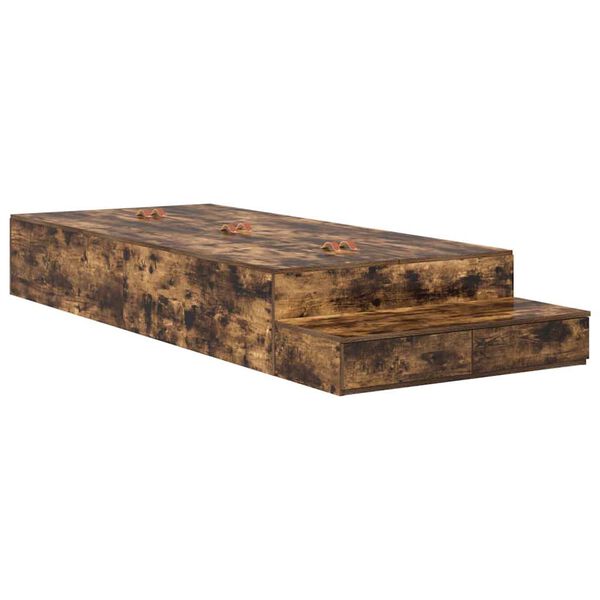 vidaXL Struttura letto con contenitore con cassetto Rovere fumé 90 cm