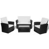 vidaXL Set Divani da Giardino 4 pz con Cuscini in Polyrattan Nero