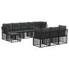 vidaXL Set di divani da esterno 10 pcs Nero e Grigio scuro Poliestere