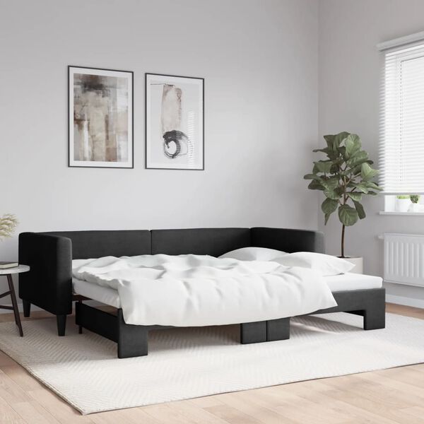 vidaXL Divano Letto con Letto Estraibile Nero 90x190 cm in Tessuto