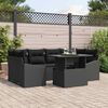 vidaXL Set Divano da Giardino con cuscino 7 pcs Nero polyrattan