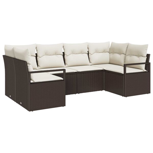 vidaXL Set di divani con cuscino 6 pcs Marrone polyrattan