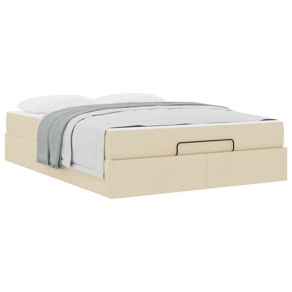 vidaXL Struttura letto con materasso con materasso 2 pcs Crema Tessuto