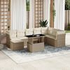 vidaXL Set Divano da Giardino 9 pz con Cuscini Beige in Polyrattan