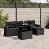 vidaXL Set Divano da Giardino 6 pz con Cuscini Nero in Polyrattan