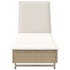vidaXL Lettino Prendisole con Ruote e Cuscino in Polyrattan Beige