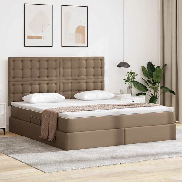 vidaXL Letto con contenitore e LED con led Cappuccino 160 x 200 cm