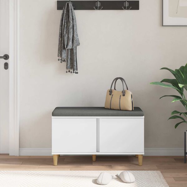 vidaXL Panca per ingresso con cuscino con porta Bianco 80 x 38 x 46 cm