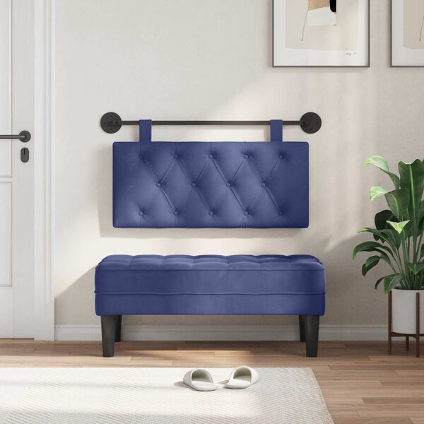 vidaXL Testata appesa Blu Polizia 90 x 55 x 7 cm Velluto