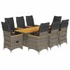 vidaXL Set da Pranzo da Giardino 9 pz con Cuscini in Polyrattan Grigio