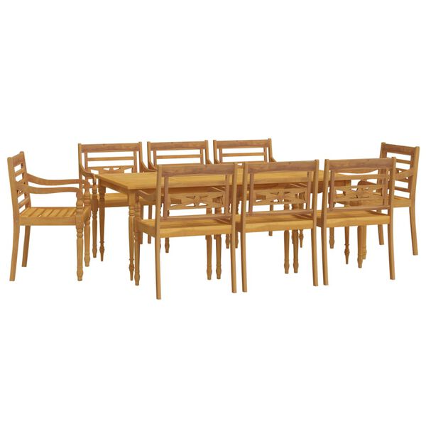 vidaXL Set da Pranzo per Giardino 9 pz in Legno Massello di Teak