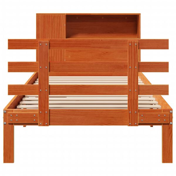 vidaXL Letto Libreria senza Materasso Marrone Cera 100x200 cm in Pino