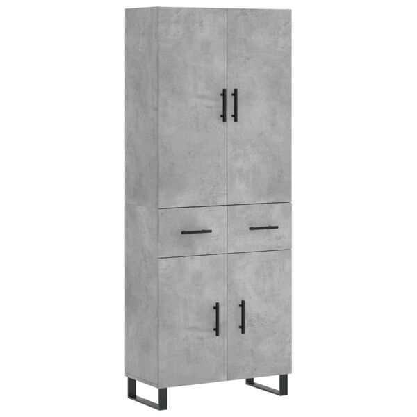 vidaXL Credenza Grigio Cemento 69,5x34x180 cm in Legno Multistrato
