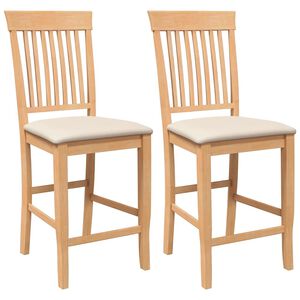 vidaXL Sgabelli da Bar con Cuscini 2pz Naturale Legno Massello Hevea