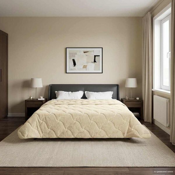 vidaXL Piumone Completo Annuale Trapuntato Crema 220 x 260 cm