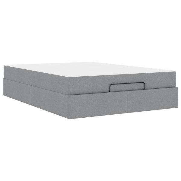 vidaXL Struttura letto con materasso 2 pcs Grigio chiaro Tessuto