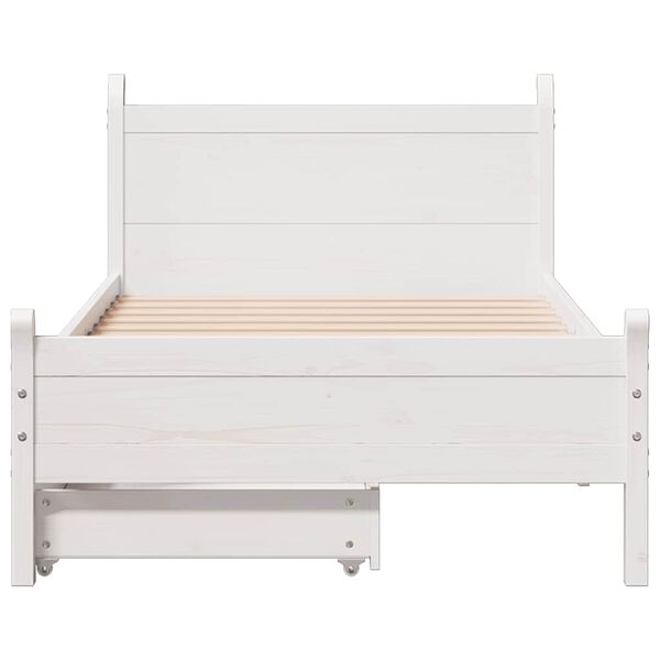 vidaXL Letto senza Materasso Bianco 75x190 in Legno Massello di Pino