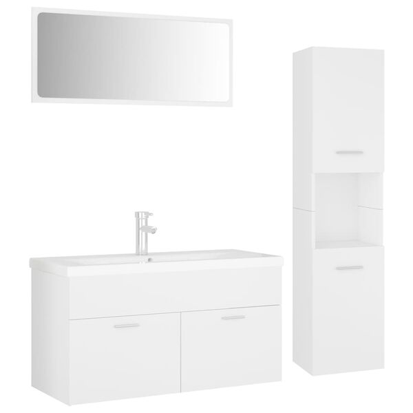 vidaXL Set Mobili da Bagno Bianco in Legno Multistrato