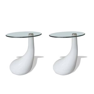 vidaXL Tavolini da Salotto 2pz con Ripiano Rotondo Vetro Bianco Lucido