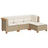 vidaXL Set Divano da Giardino 4 pz con Cuscini Beige in Polyrattan