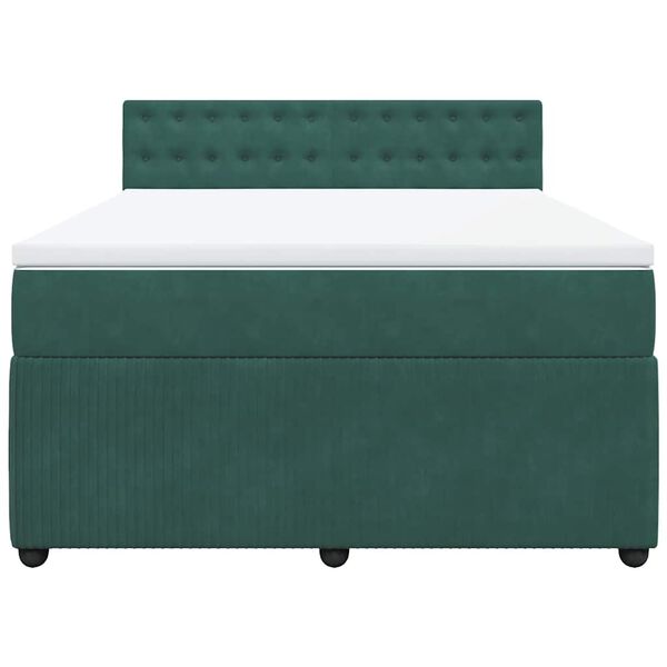 vidaXL Giroletto a Molle con Materasso Verde Scuro 140x200 cm Velluto