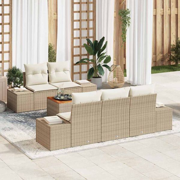 vidaXL Set Divano da Giardino 6 pcs Beige e Crema polyrattan