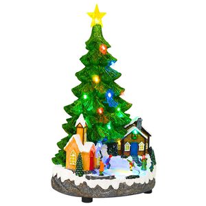 vidaXL Albero di Natale musicale SALO 16 x 15 x 27,5 cm Resina Verde