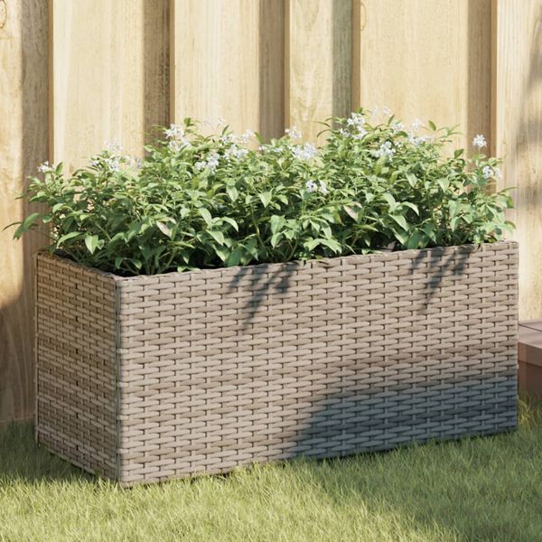 vidaXL Fioriera da Giardino con 2 Vasi Grigia 72x30x32 cm Polyrattan