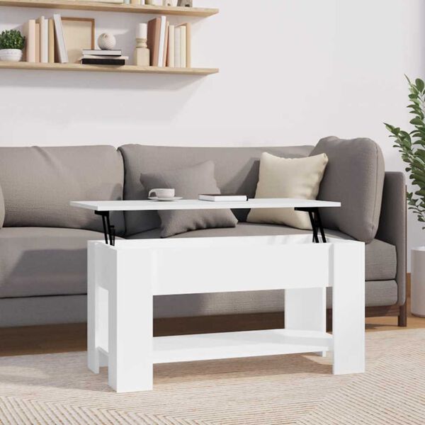 vidaXL Tavolino Salotto Bianco Lucido 101x49x52 cm Legno Multistrato