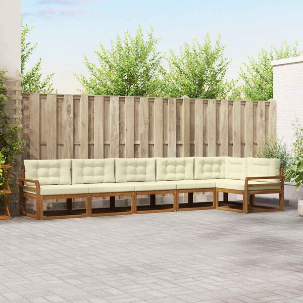 vidaXL Set di divani da esterno con cuscino 6 pcs Naturale e Crema