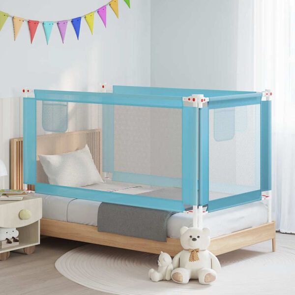 vidaXL Sponda Letto di Sicurezza per Bambini Blu 160x25 cm in Tessuto
