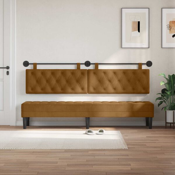 vidaXL Testata appesa Marrone 210 x 55 x 7 cm Velluto