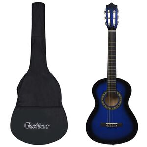 vidaXL Chitarra Classica Principianti e Bambini e Custodia Blu 1/2 34"
