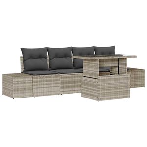 vidaXL Set di divani con cuscino 5 pcs Grigio chiaro polyrattan